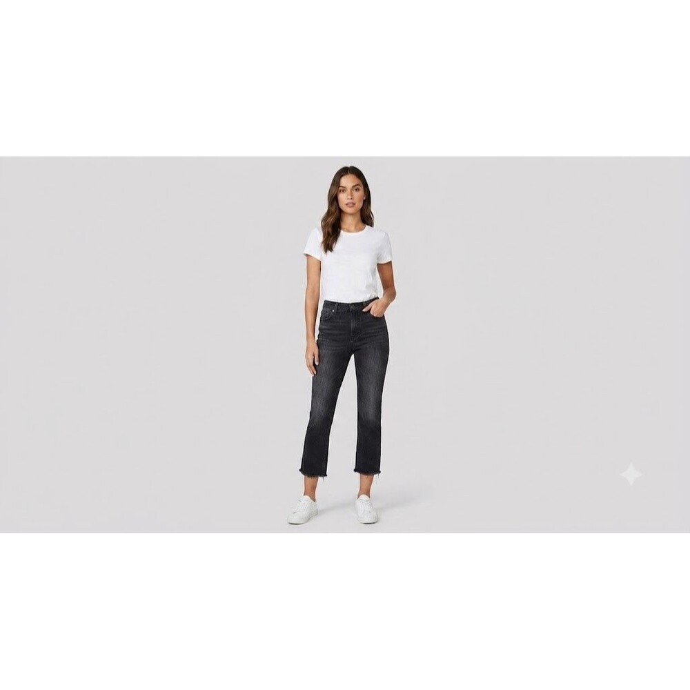 Vigoss Marley Crop Boot Raw Hem Women 24 Black Mid Rise Stretch Denim Y2K Grunge